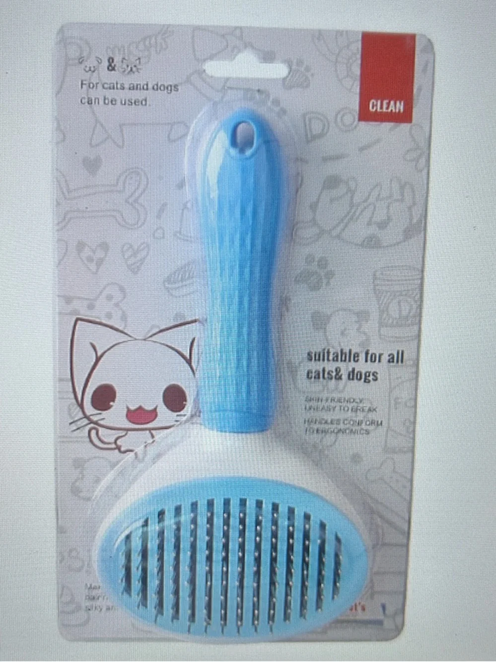 Blue Pet Grooming Brush for Dogs and Cats